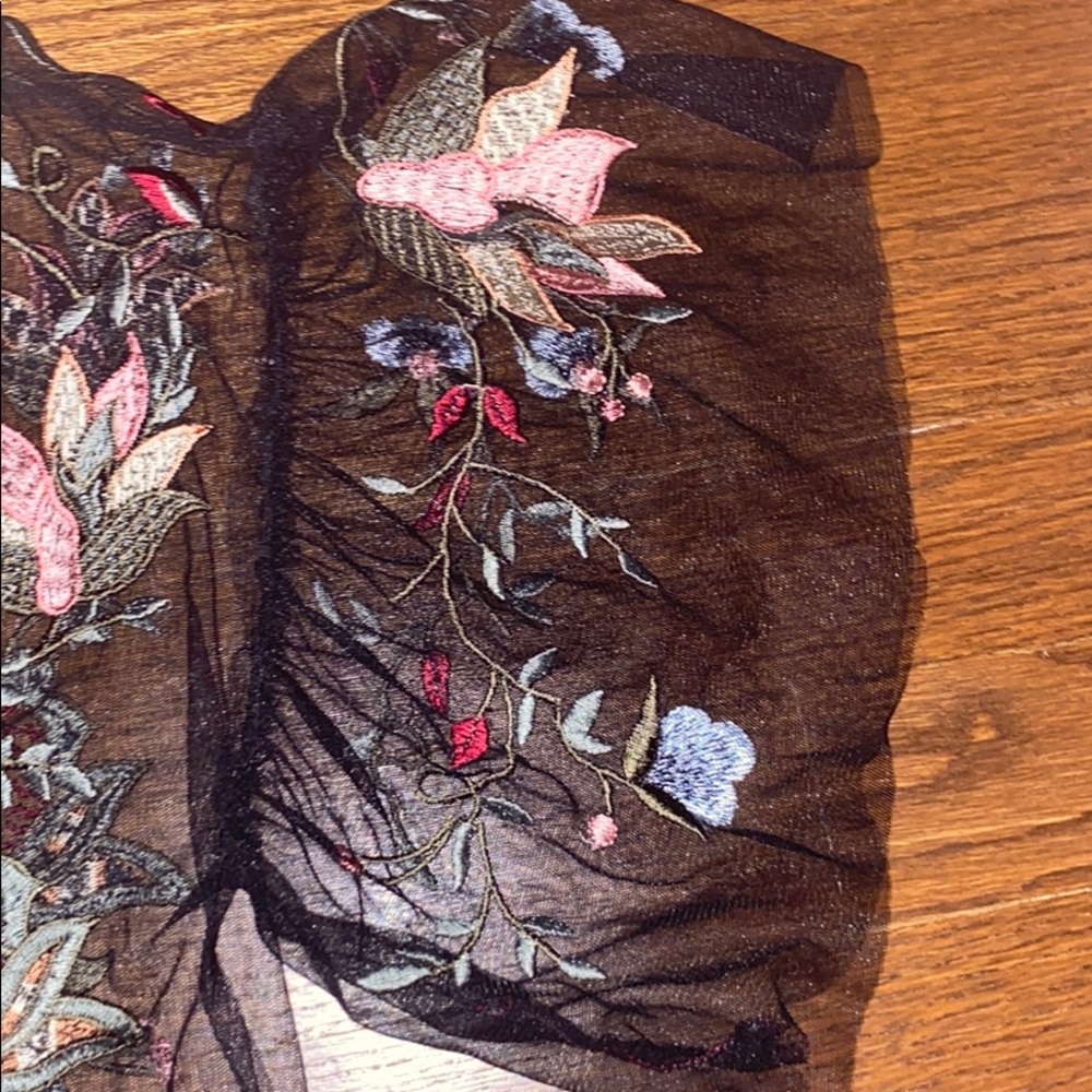 Zara embroidered sheer short sleeve top - Picture 5 of 5